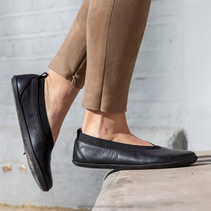 opanka balerina nők Vivobarefoot R4VH93 obszidián